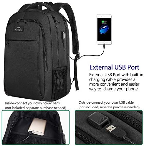 MATEIN Travel Laptop Backpack, Business Anti Theft Slim Durable Laptop Backpack with USB Charging Port, Water Resistant College Bag Computer Bag Gifts for Men & Women Fits 15.6 Inch Notebook, Grey - Image 105