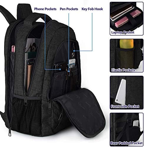 MATEIN Travel Laptop Backpack, Business Anti Theft Slim Durable Laptop Backpack with USB Charging Port, Water Resistant College Bag Computer Bag Gifts for Men & Women Fits 15.6 Inch Notebook, Grey - Image 107