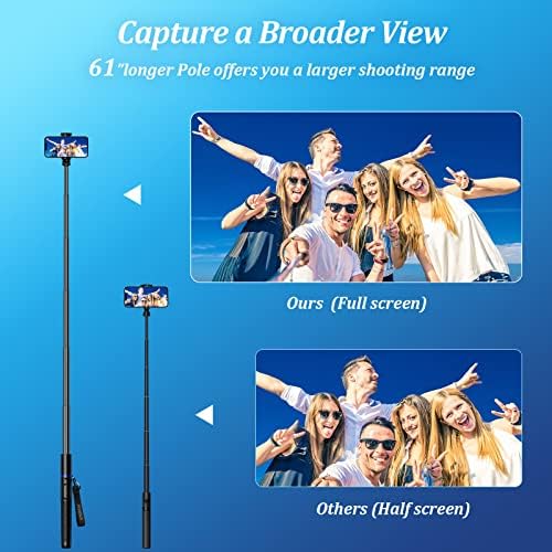FOXOLA 61" Phone Tripod & Selfie Stick, Extendable All in One Cell Phone Tripod Stand with Wireless Remote, Portable Tripod for 4.5''-9'' iPhone Android Phone in Selfies/Live Stream/Record/Vlog, Black - Image 5
