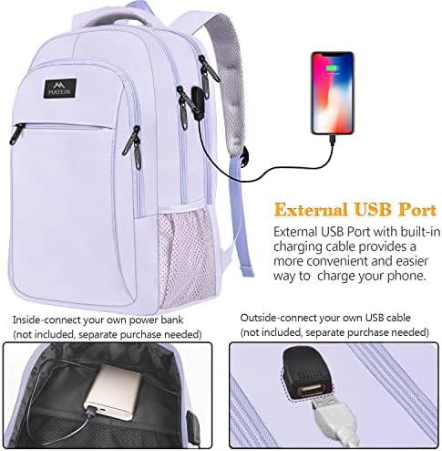 MATEIN Travel Laptop Backpack, Business Anti Theft Slim Durable Laptop Backpack with USB Charging Port, Water Resistant College Bag Computer Bag Gifts for Men & Women Fits 15.6 Inch Notebook, Grey - Image 82