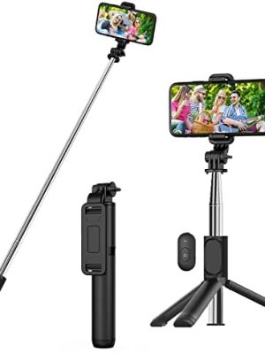Selfie Stick, Extendable Selfie Stick Tripod with Wireless Remote and Tripod Stand, Portable, Lightweight, Compatible with iPhone 14 13 12 Pro Xs Max Xr X 8Plus 7, Samsung Smartphone and More