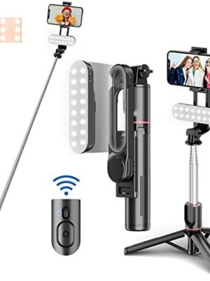 Selfie Stick for iPhone - Upgrade Detachable Selfie Light, 44 Inch Extendable Tripod with Wireless Remote, 3 Light Modes, 9 Brightness Levels, Compatible with All iPhone & Android Devices