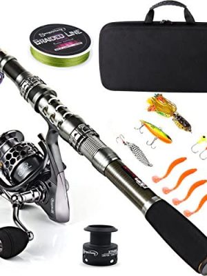 Sougayilang Fishing Rod Combos with Telescopic Fishing Pole Spinning Reels Fishing Carrier Bag for Travel Saltwater Freshwater Fishing